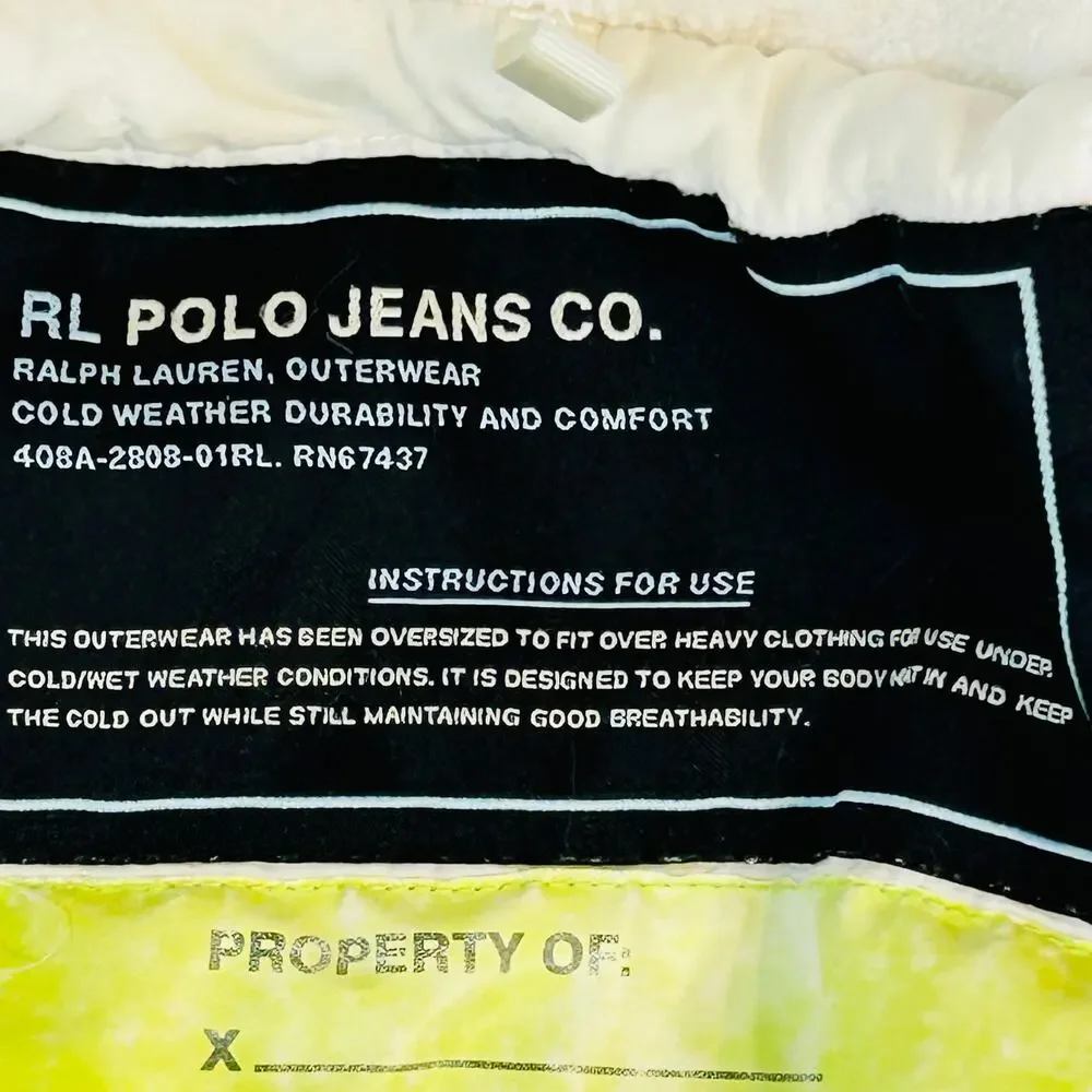 Rl Polo Jeans Womens Puffer Coat XS Nylon Shell Whie Ployester Fill Vintage